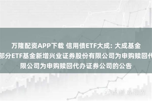 万隆配资APP下载 信用债ETF大成: 大成基金管理有限公司旗下部分ETF基金新增兴业证券股份有限公司为申购赎回代办证券公司的公告